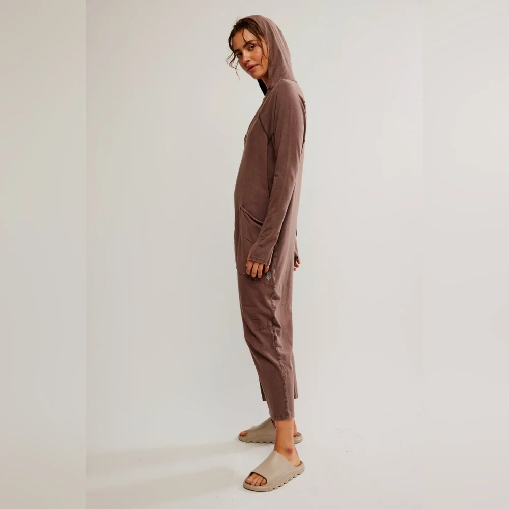 Free People FP Movement Hot Shot Long Sleeve Romper Dark Espresso Brown Small - Picture 13 of 14